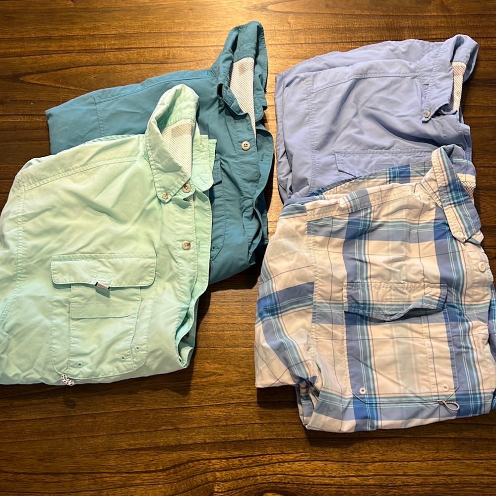 Bundle of 4 mens Columbia PFG short sleeve button down shirts